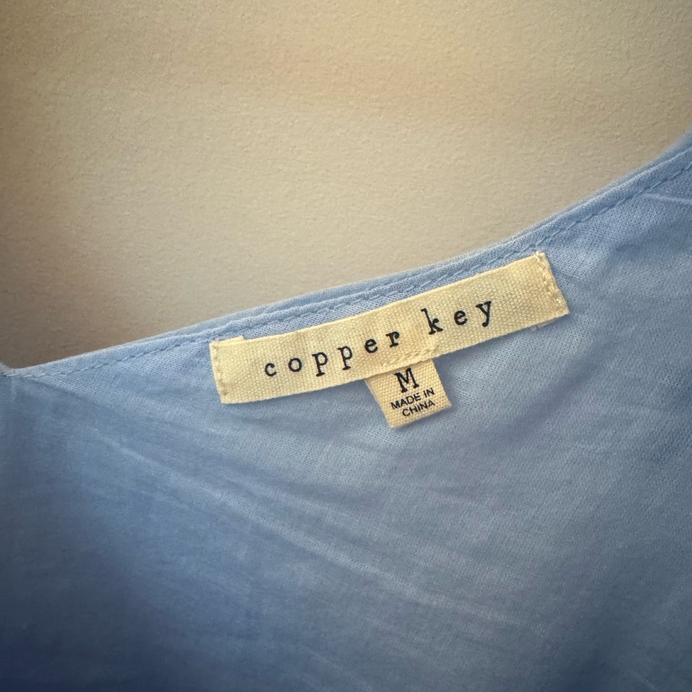Copper Key Blue Smocked Ruffled Tank Top - Picture 2 of 3
